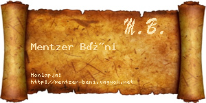 Mentzer Béni névjegykártya